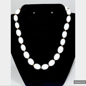 vintage white and gold bead Monet necklace